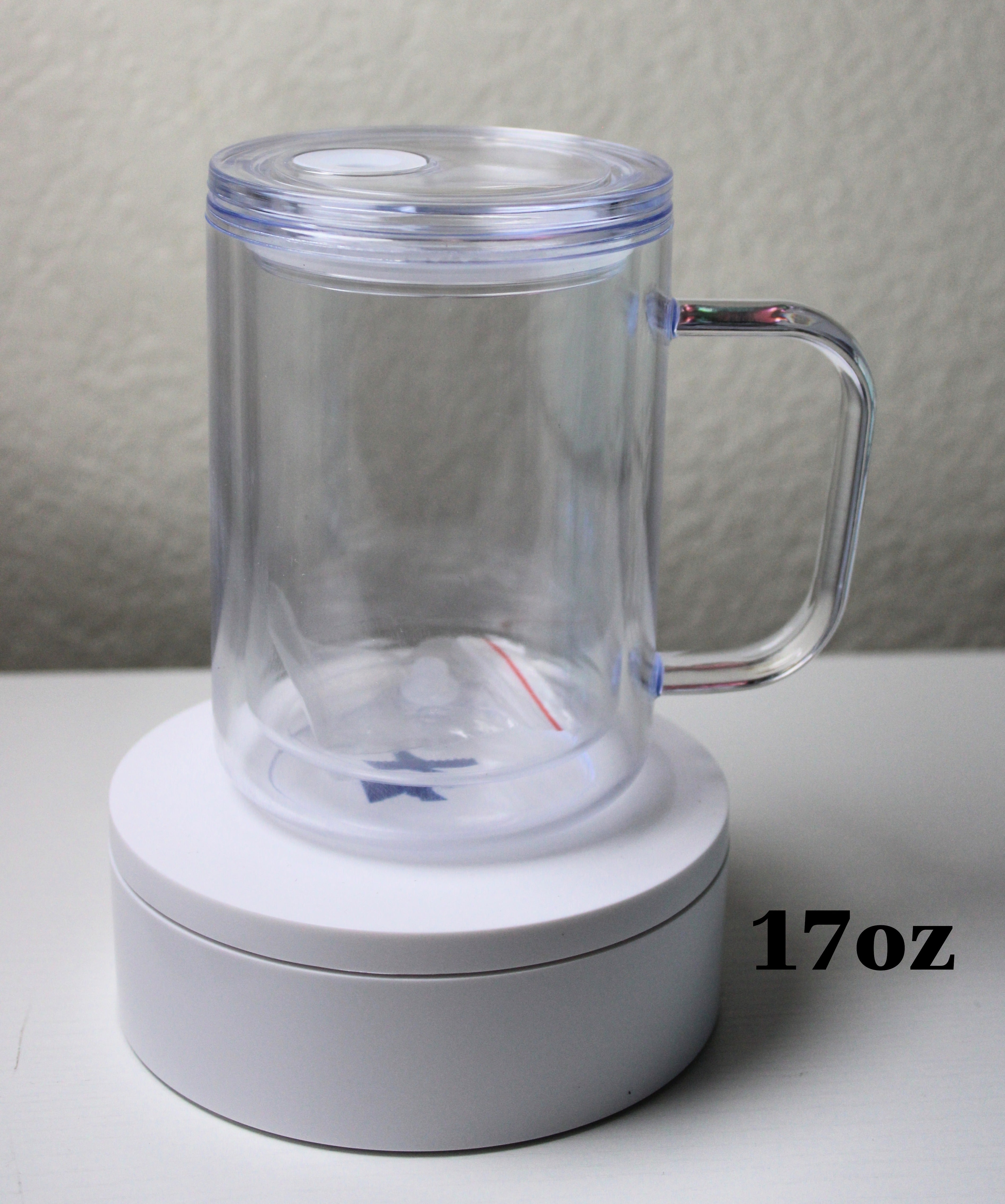 17oz Custom Acrylic Snow Globe Mug with Handle