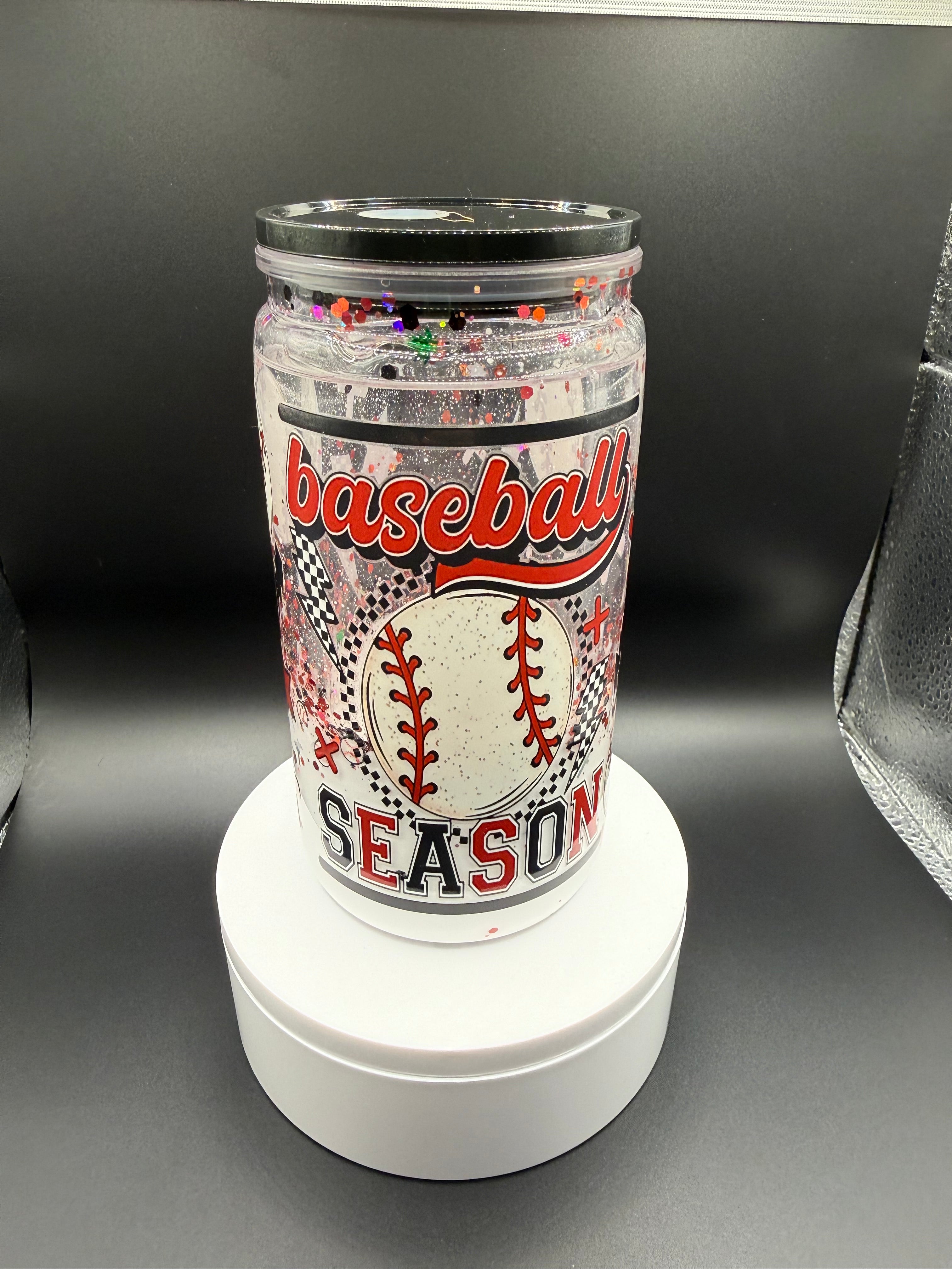 Baseball Season Glitter Snow Globe Tumbler 16oz