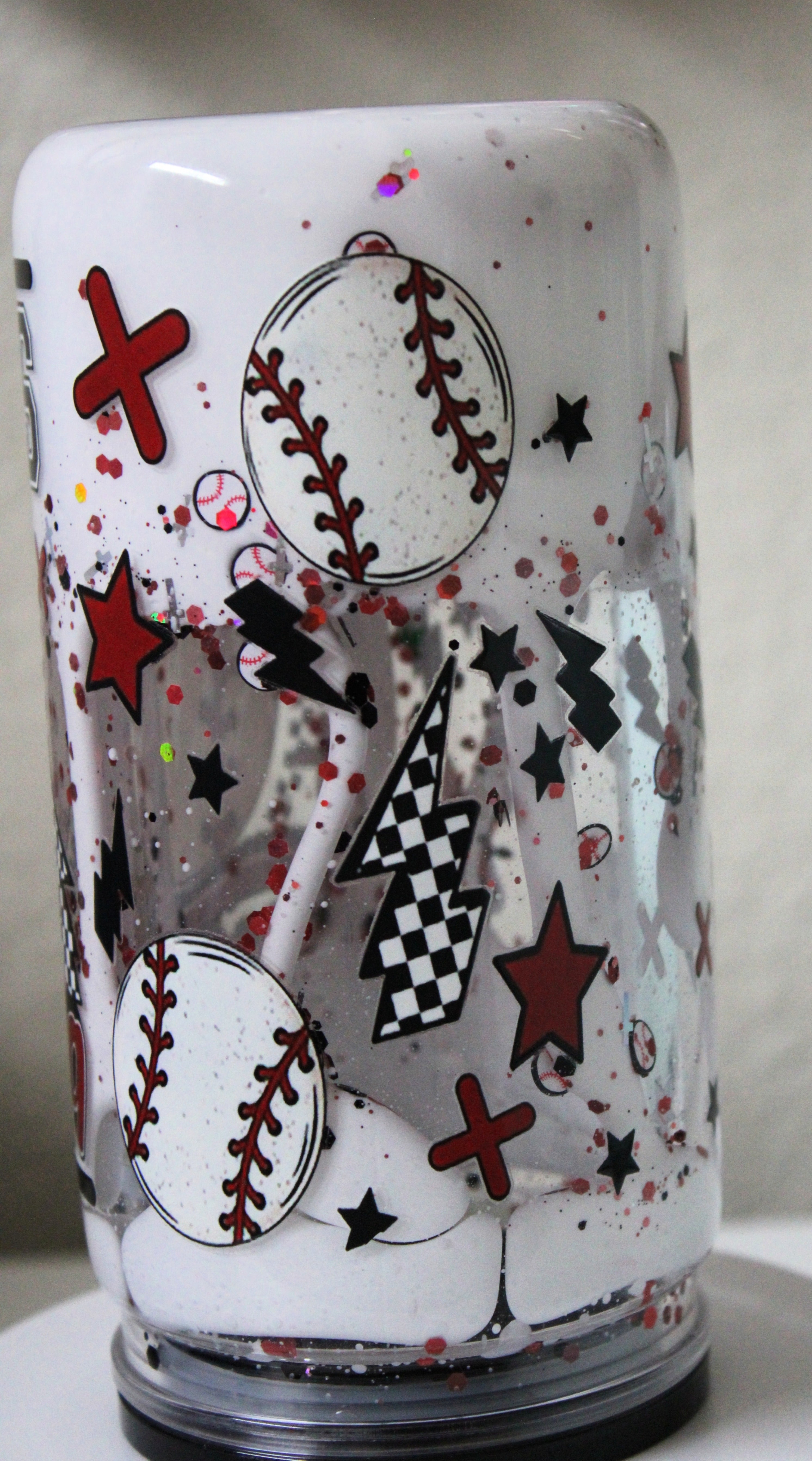 Baseball Season Glitter Snow Globe Tumbler 16oz